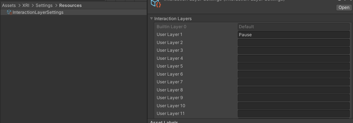 interaction layer settings